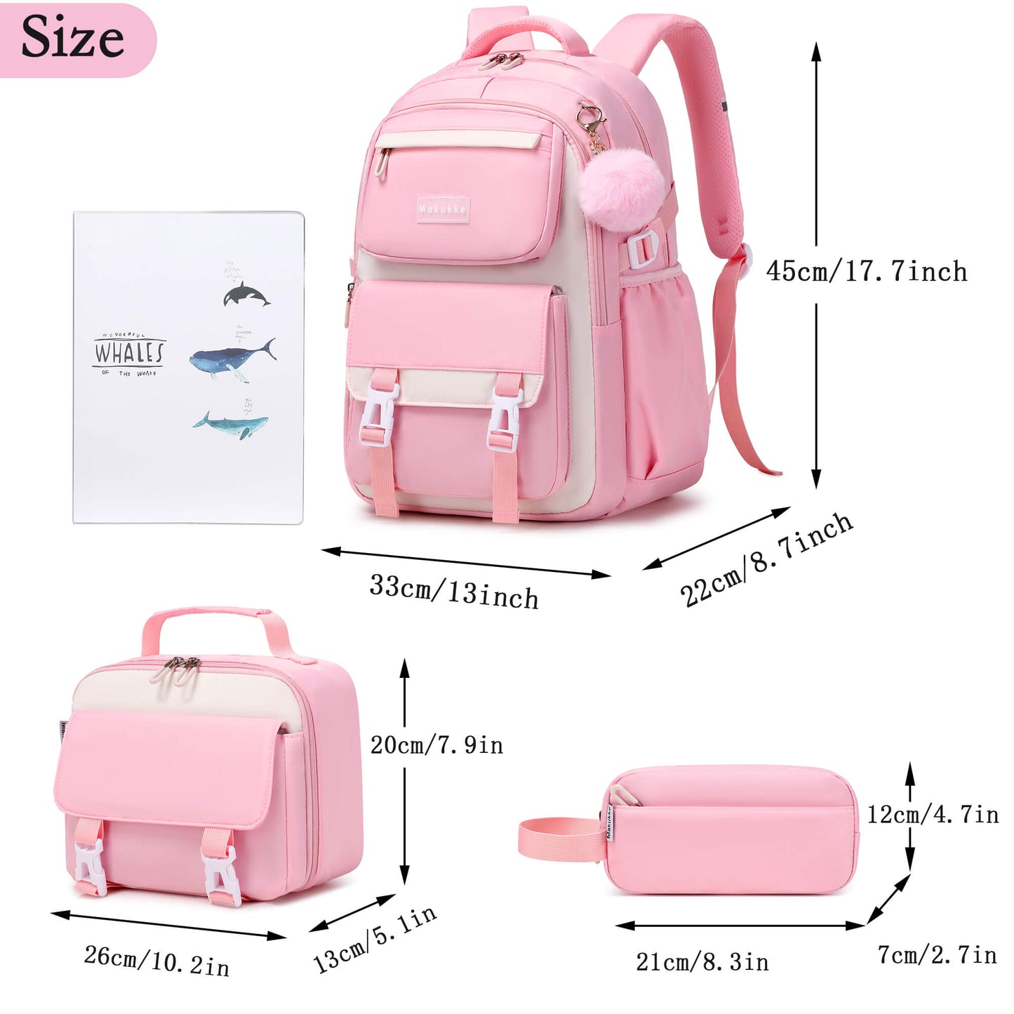 Makukke School Backpack Set for Girls & Boys