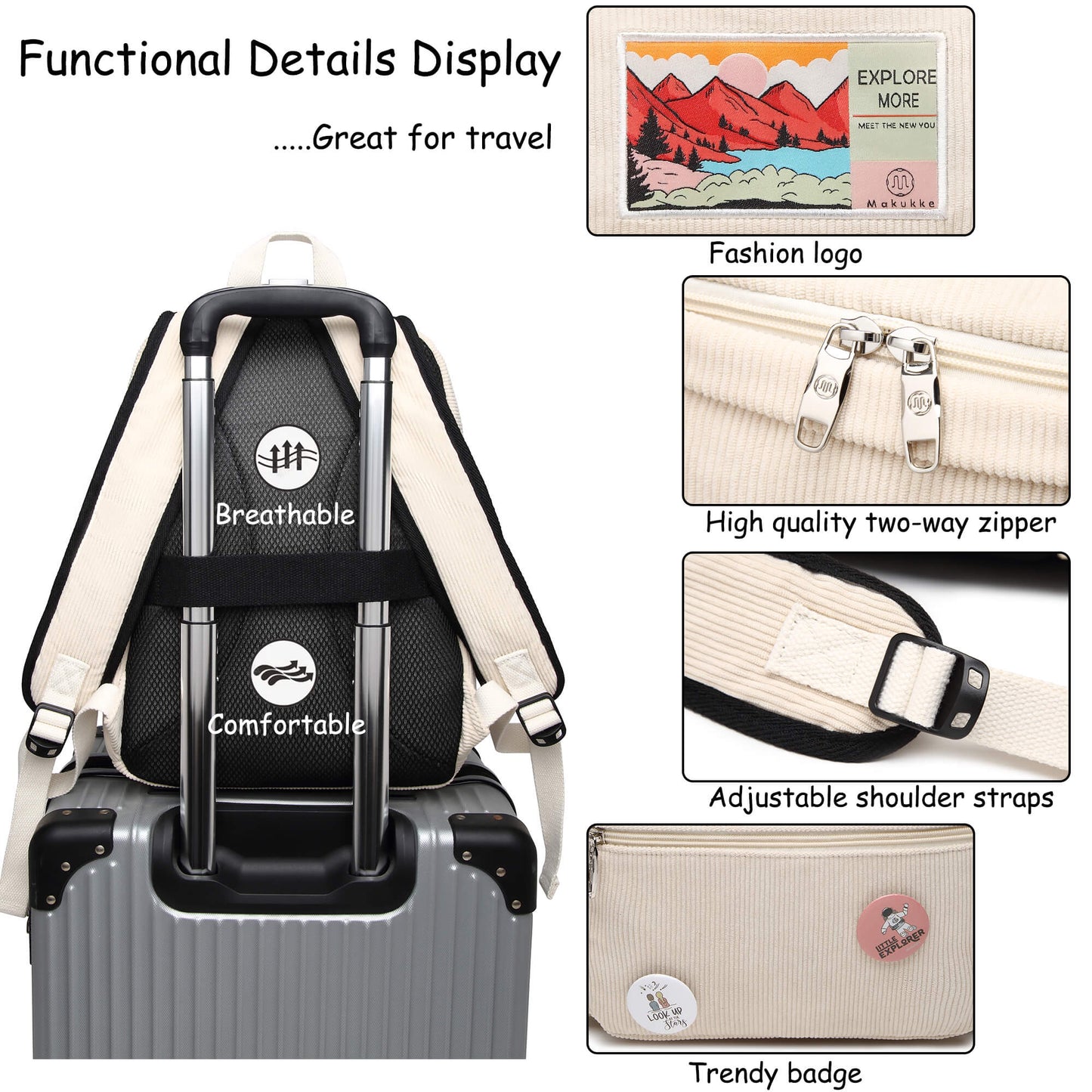 Makukke School Backpack for Girls & Boys