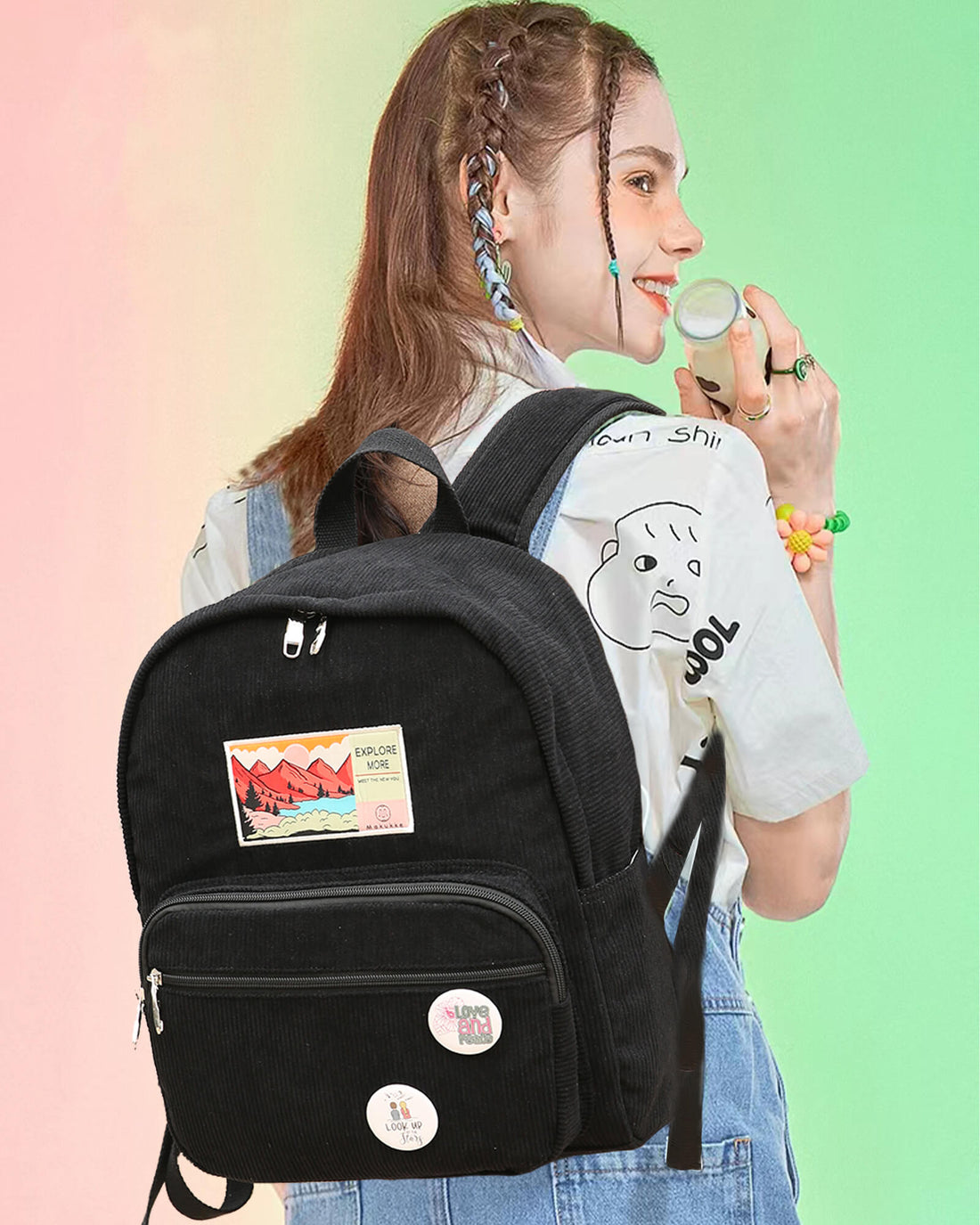 New listing - fashion school wind corduroy backpack
